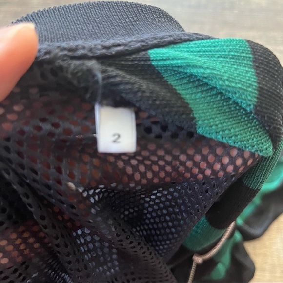 Sandro Tender Striped Mesh Top Green Black Size 2 - Picture 5 of 11